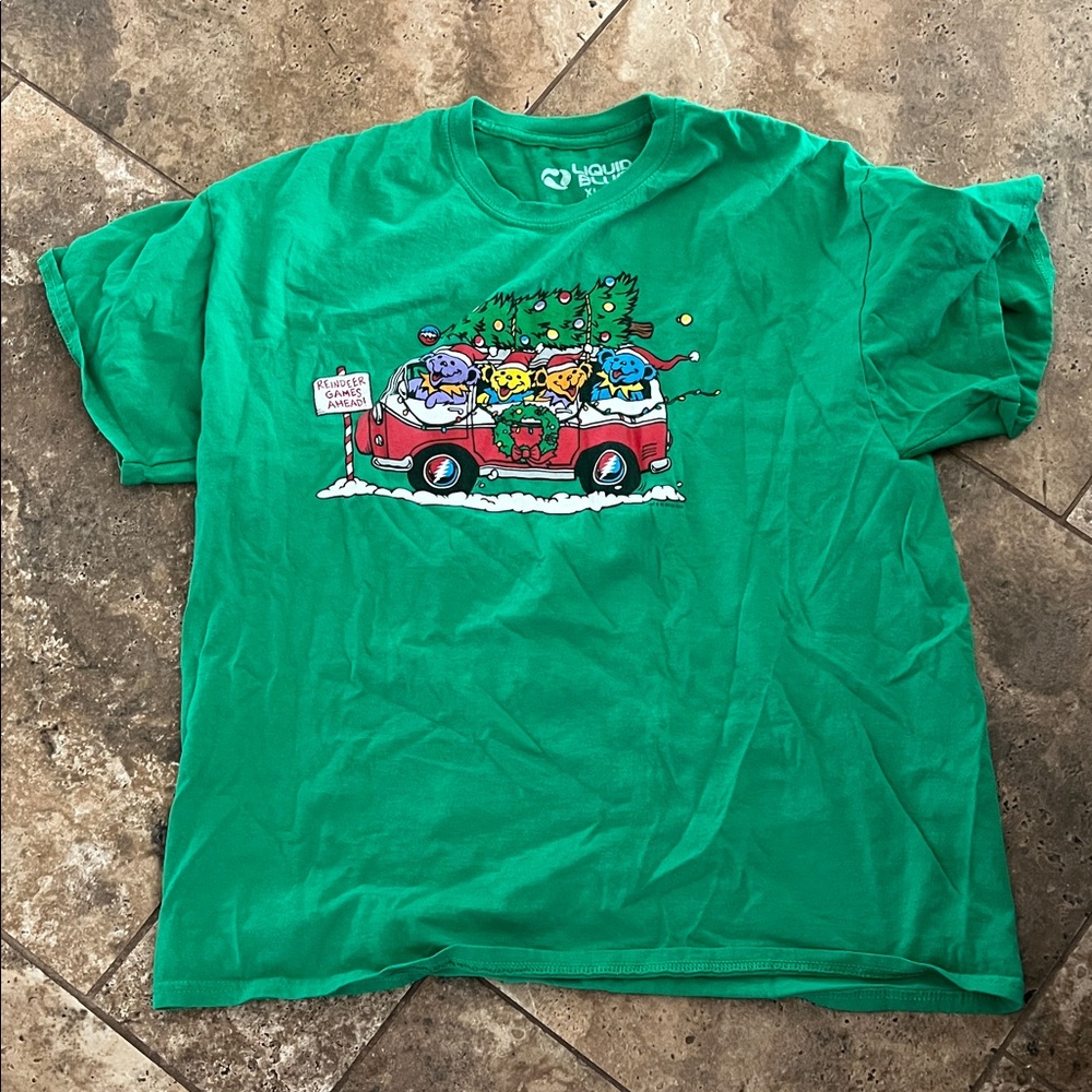 Liquid Blue Green Tee Holiday Design Christmas Grateful Dead size XL extra large